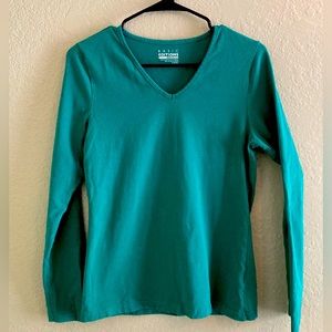 Basic Editions Long Sleeve Green Shirt